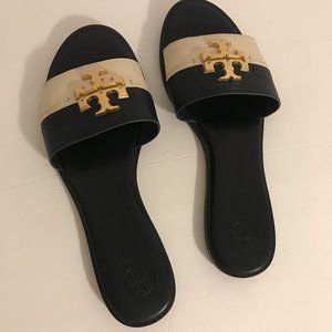 Tory Burch Ines Slide Leather Dark Blue/White